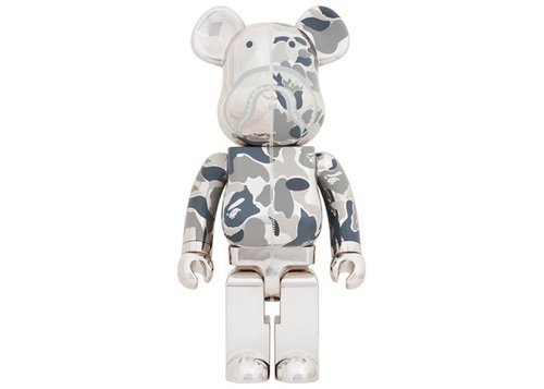 Bearbrick x A Bathing Ape Camo Shark 1000% Silver - Multicolor