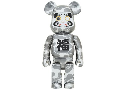 Bearbrick x A Bathing Ape Daruma 1000% Silver Plated - Multicolor