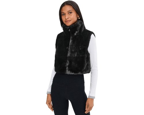 BeyOnd Yoga On The List Faux Fur Vest Coat - Black - F.2320