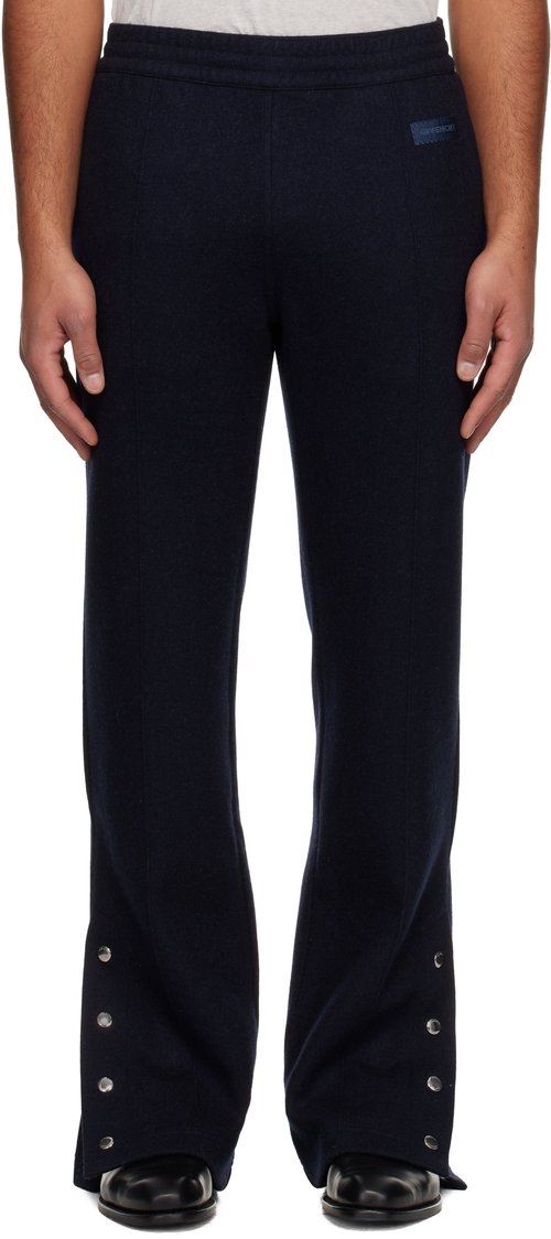 Black Wool Cashmere Patch Trousers - -Navy - BM51N0312L410410