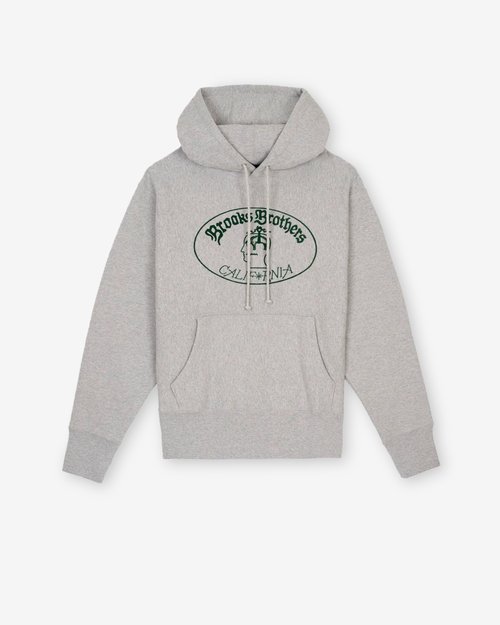 Brain Dead x Brooks Brothers California Logo Hoodie - Heather Grey - BDP25T09004474GY07