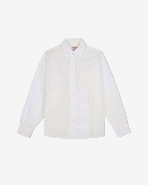 Brain Dead Brooks Brothers California Patchwork Oxford Shirt - White/Multi - BDS24T24004158WH08
