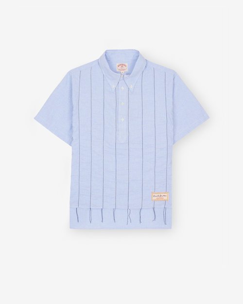 Brain Dead Brooks Brothers California Puckered Short Sleeve Pullover Shirt - Light Blue - BDS24T11004192BL09