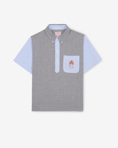 Brain Dead Brooks Brothers California Reverse French Seam Pullover Shirt - Black Multi - BDS25T11004169BK05