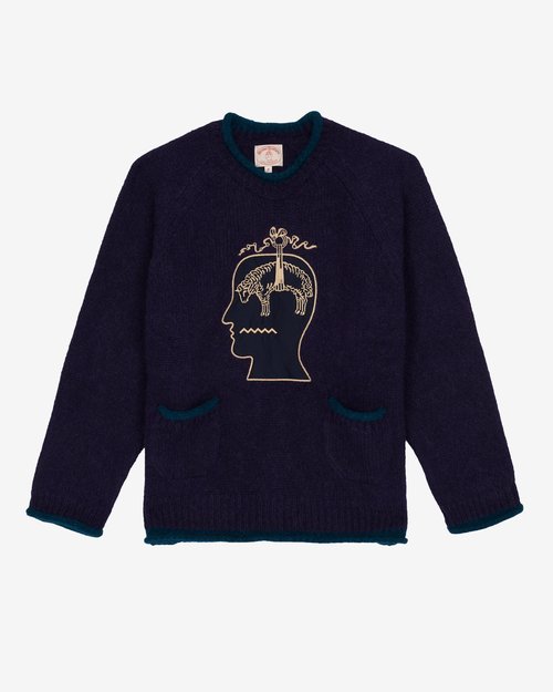 Brain Dead Brooks Brothers California Rolled Neck Sweater - Navy - BDF25T15004614NY01