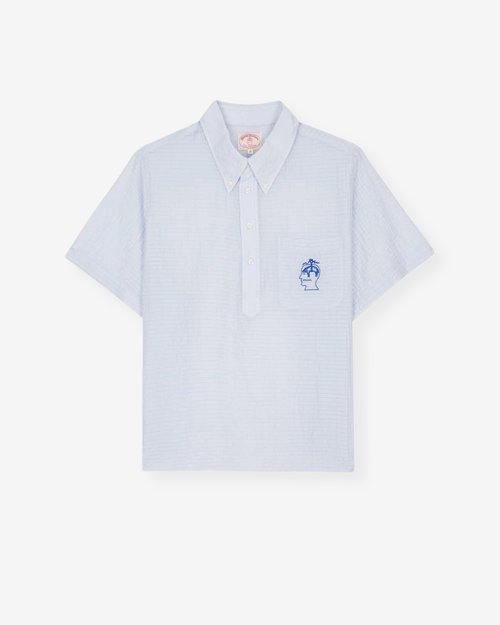 Brain Dead Brooks Brothers California Short Sleeve Pullover Shirt - Ice - BDS25T11004169BL14