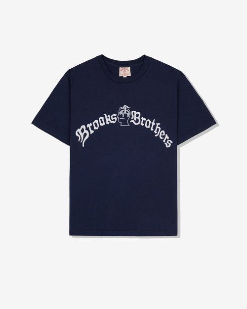 Brain Dead x Brooks Brothers California Logo Tee | Blue | Size S - Navy - BDW24T00004473NY01