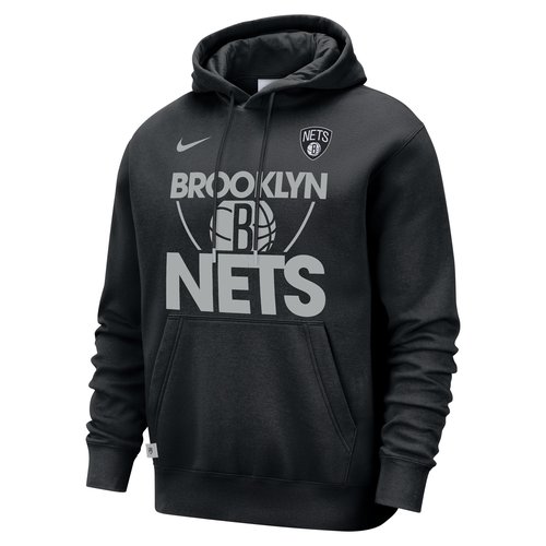 Brooklyn Nets Club Courtside Nike NBA Pullover Hoodie - Black/Flat Silver - FZ7682-010