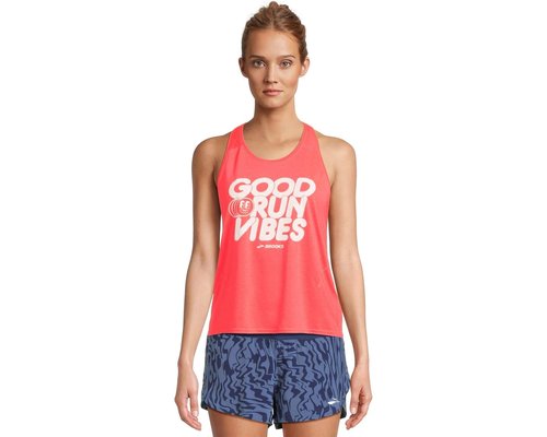 Brooks Distance Tank Top 3.0 Clothing - Neo Cayenne/Good Run Vibes - 221670-624