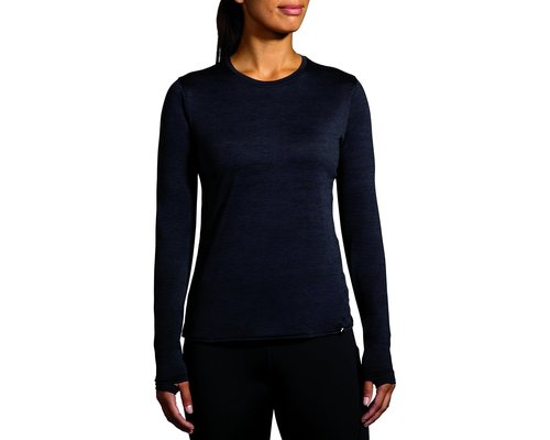 Brooks Luxe Long Sleeve Clothing - Heather Deep Black - 221683-009