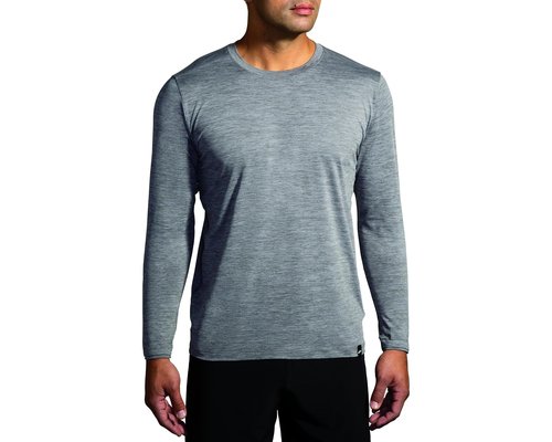 Brooks Luxe Long Sleeve T Shirt - Heather Charcoal - 211514-033