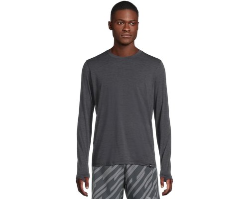 Brooks Luxe Long Sleeve T Shirt - Heather Deep Black - 211514-009
