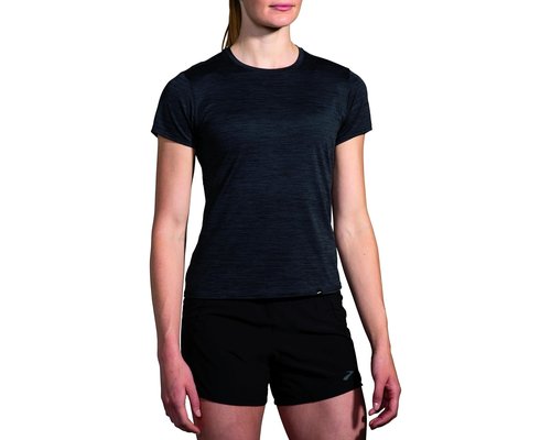 Brooks Luxe Short Sleeve Clothing - Heather Deep Black - 221659-009
