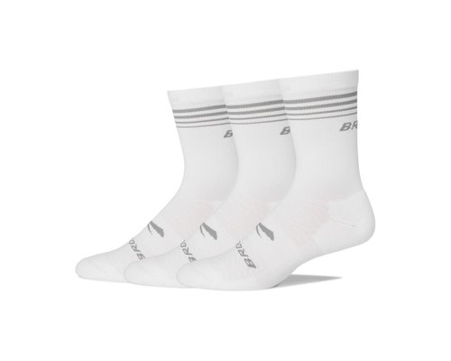 Brooks Run-In Crew 3-Pack Quarter Length Socks - White - 280538-100