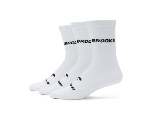 Brooks Run-In Crew 3-Pack Quarter Length Socks - White/Brooks - 280538-189