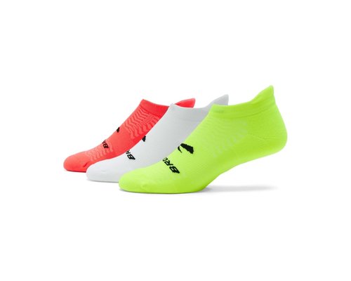 Brooks Run-In No Show 3-Pack No Show Socks - Neo Cayenne/White/Nightlife - 280493-938