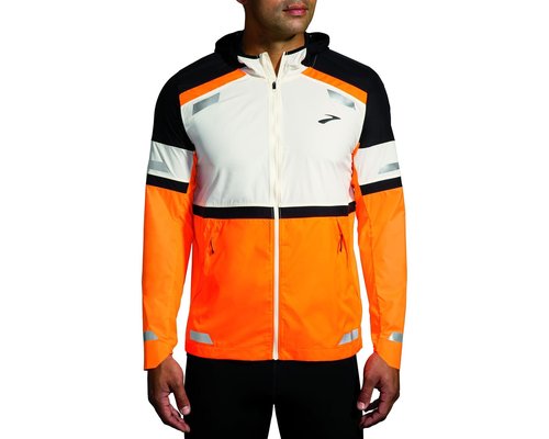 Brooks Run Visible Jacket Jacket - Ecru/Fluoro Flash/Black - 211519-167