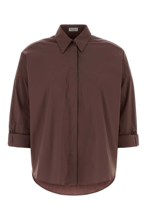 Brunello Cucinelli Chocolate Stretch Poplin Shirt - C4272 - M0091MA636 C4272