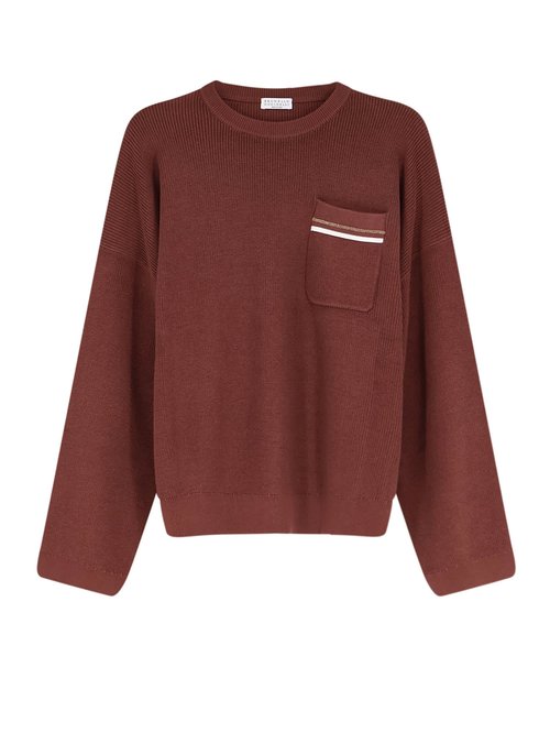 Brunello Cucinelli Cotton Sweater With Front Monili Detail - M19253200CSB21