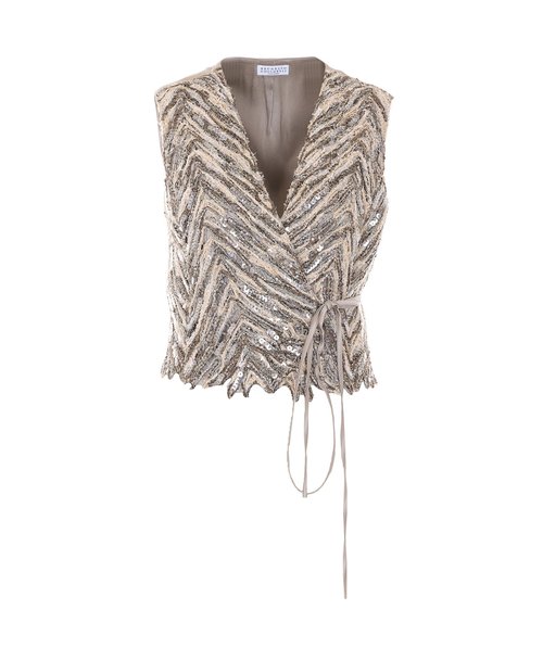 Brunello Cucinelli Dazzling Chevron Gilet - MCWR07606CJ13