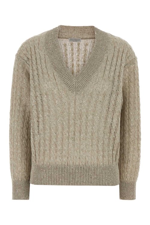 Brunello Cucinelli Dove Grey Linen Blend Sweater - C1600 - MCO559702 C1600