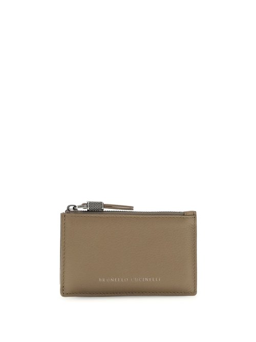 Brunello Cucinelli Leather Card Holder With Grain And Shiny Zipper Pull - MWEIM2714_C8772