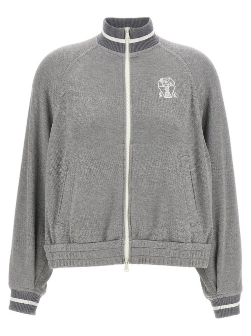 Brunello Cucinelli Logo Embroidery Lamé Sweatshirt - MP930SN906C4527