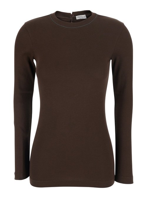 Brunello Cucinelli Long Sleeves T-Shirt Brown Tshirts And Polo Shirts - MPTC8BJ300C4211