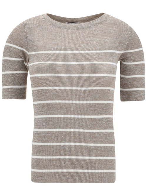 Brunello Cucinelli Lurex Striped Sweater - Cip31 - M8Q184700_CIP31