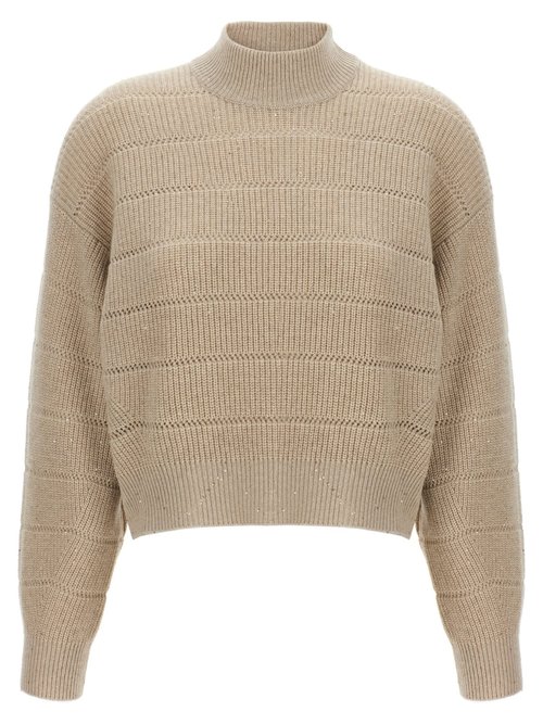 Brunello Cucinelli rustic Dazzling Net Cropped Sweater - MBM738204PC505