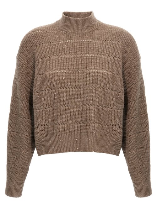 Brunello Cucinelli rustic Dazzling Net Cropped Sweater - MBM738204PC507