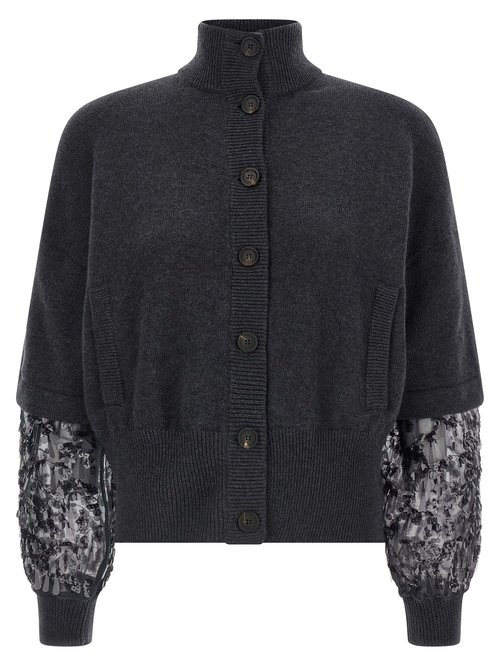 Brunello Cucinelli Sequin Sleeve Cardigan - M12730016C2803