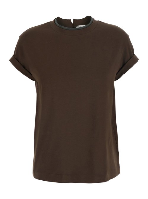Brunello Cucinelli Short Sleeves Tshirt Brown Tshirts And Polo Shirts - MPT18BD200C4211