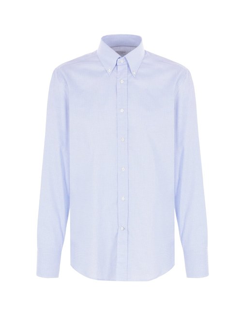 Brunello Cucinelli Slim Fit Vichy Cotton Shirt - MY6461716C013