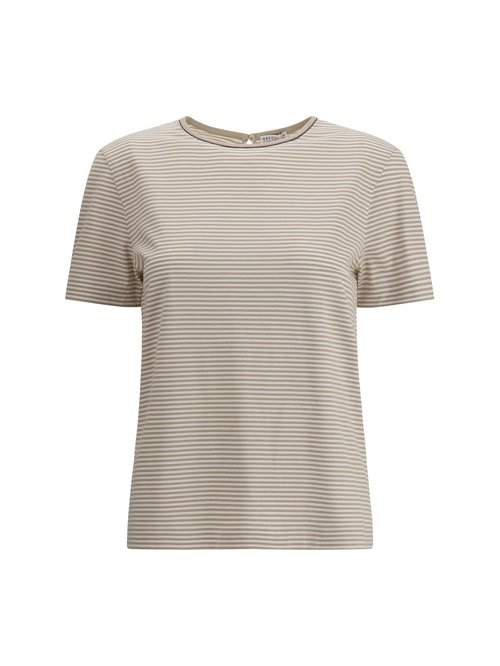Brunello Cucinelli Striped Jersey T-shirt - MP928EO500_C7015