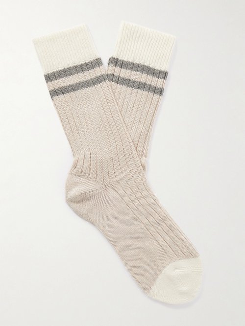Brunello Cucinelli Striped Ribbed Cotton Socks - Cyz18 - MCS93551