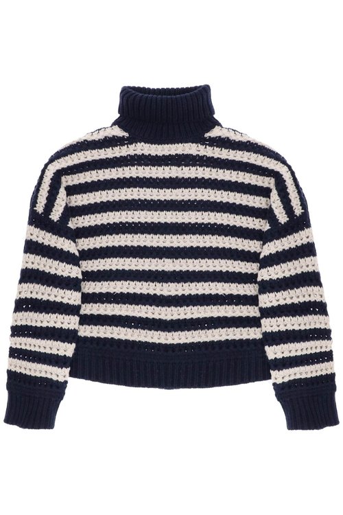 Brunello Cucinelli Striped Sweater In Wool And Cashmere - M6D367203P_CGW37