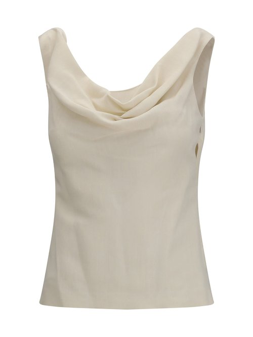 Brunello Cucinelli White Top With Draped Neck In Viscose Blend - MH126TR31_C579
