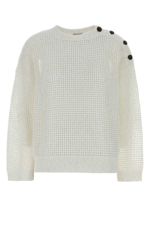 Brunello Cucinelli White Crochet Sweater - Cj159 - MDV762120 CJ159