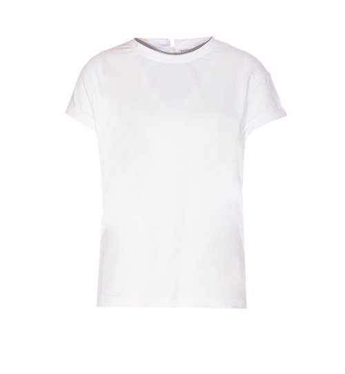 Brunello Cucinelli White T-shirt With Monile Detail In Cotton - M0T18BD200C159