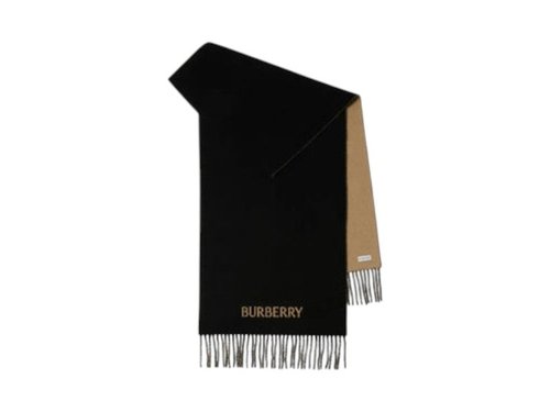 Burberry 210X45 Knight Cashmere Reversible Scarf - Camel/Black - 8078783