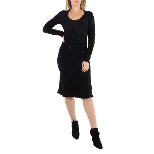 Burberry Aran Long-Sleeved Flared Knitted Dress - Black - 8084711