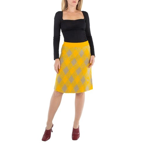 Burberry Argyle Knee Length Wool Skirt - Blue - 8077691