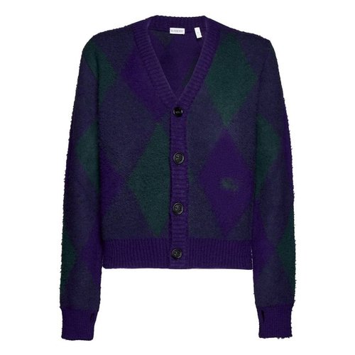 Burberry Argyle-Pattern Wool Cardigan - Blue - 8077830