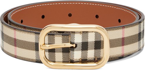 Burberry Beige Check Belt - Archive Beige/Gold - 8093830