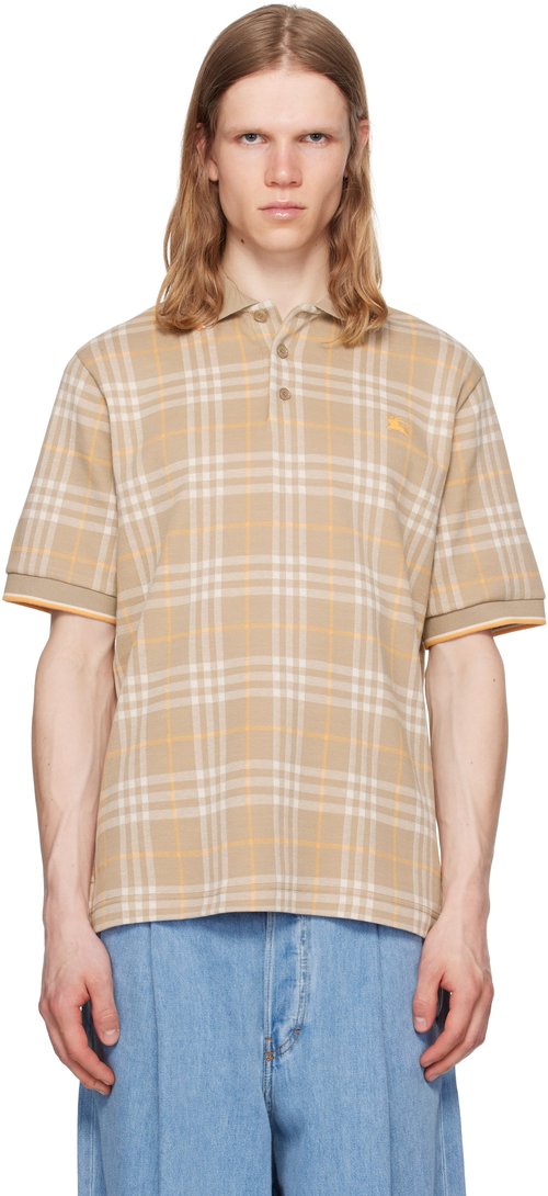 Burberry Beige Check Cotton Polo - Broom Ip Check - 8110102