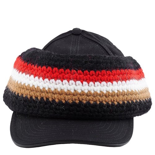 Burberry Camel Baseball Cap With Knit Headband - Black/Yellow - 8052498