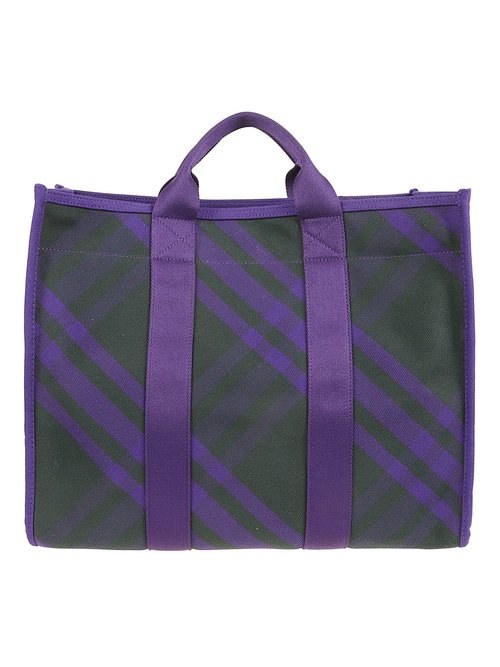 Burberry Canvas Check Tote - Purple - 8075148_B7325