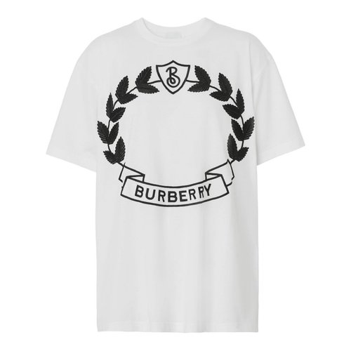 Burberry Carrick Cotton Embroidered Logo T-Shirt - White - 8062069