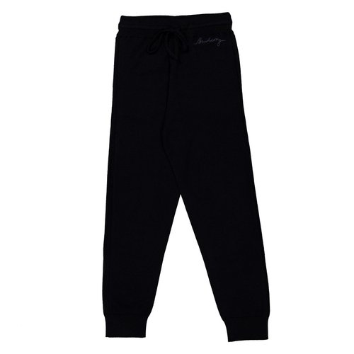 Burberry Cashmere-Blend Logo Embroidered Track Pants - Black - 8105627